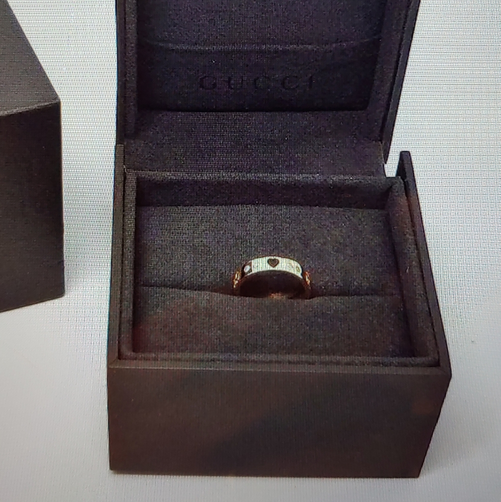 Gucci Ring Icon Amore Heart 10 points Diamond Rose gold #9 size 4.75